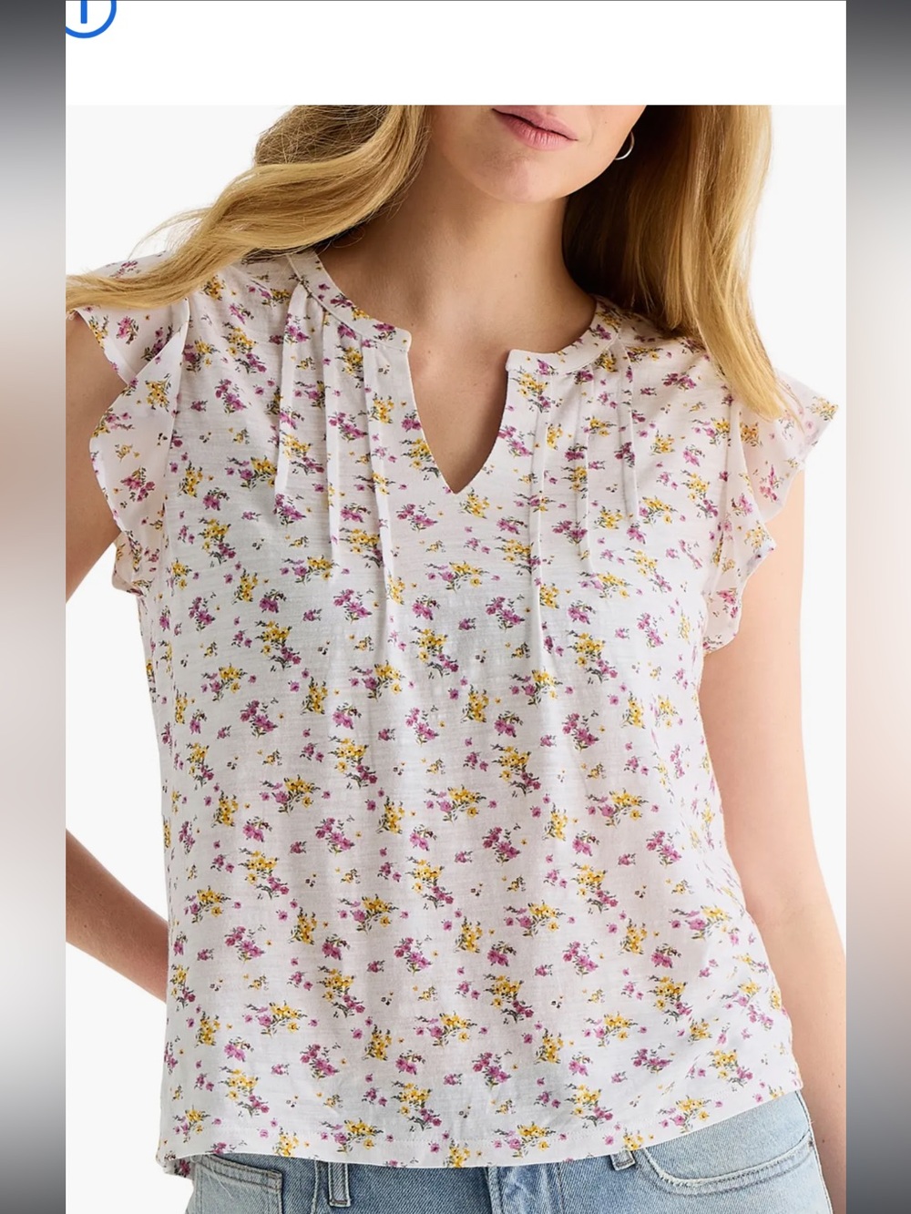 Lucky Brand Floral Pintuck Top
